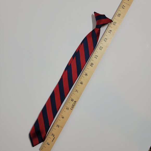 Red/Dark Blue Striped Boys Clip Tie - Picture 2 of 4